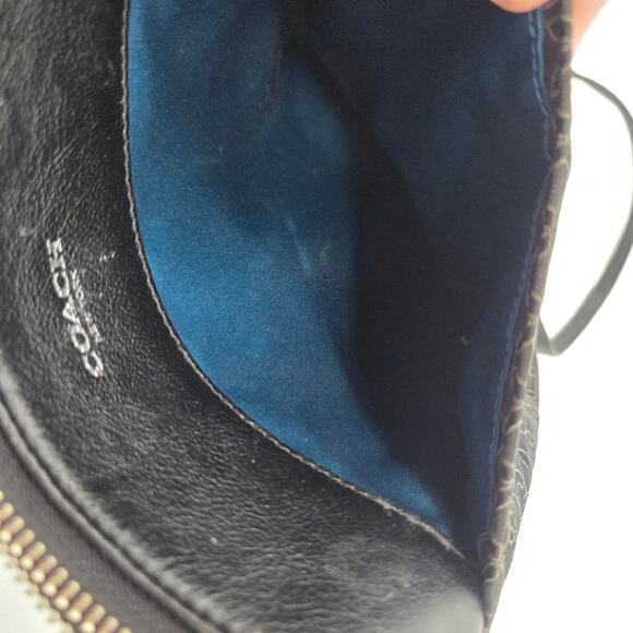 Coach New York Signature Op Art Black Gray Crossbody Canvas Leather Trim Slim - Picture 6 of 6